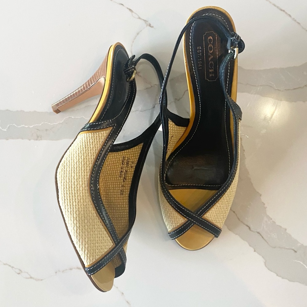 Coach Basketweave Peep-Toe Pumps